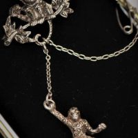 Vintage novelty silver Marcasite brooch - Monkey on a branch with another hanging - made in England - Sold for $75 - 2018