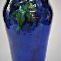 1926 Australian pottery blue glazed vase - 175cm tall Incised 'MF' and dated to base - Sold for $124 - 2018