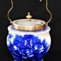 Blue And white Biscuit barrel by Carlton ware with antrobus patent closure - Sold for $87 - 2018