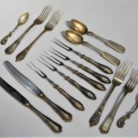 Group of German and Russian Silver Flatware including H Menyen & Co Germany - Sold for $186 - 2018