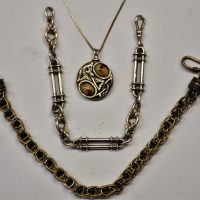 Group of Watch Chains and gold chain including 1880s American Sterling silver etc - Sold for $43 - 2018