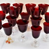 Set of 18 Ruby Glass Sherry Wine and Goblets by Holmegaard Denmark - Sold for $99 - 2018