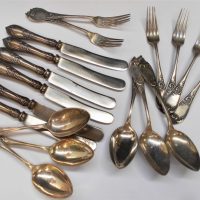 Set of Large Russian Silver Flatware for 6 (Hallmark sighted) with Louis VI patterned 26cm long - Sold for $745 - 2018