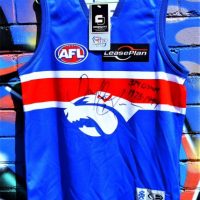 Signed AFL Western Bulldogs Football Club jumper - Doug Hawkins with COA - Sold for $75 - 2018