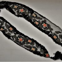 Victorian black net heavily embroidered and beaded  evening scarf with tassels - Sold for $68 - 2018