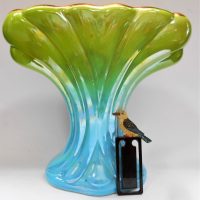 Vintage Australian pottery Diana V109 lustre fan shaped vase plus kookaburra bookmark - Sold for $37 - 2018