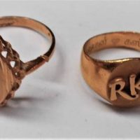 2 x Gold rings TW 61g incl 9ct Gold ring with initials RK - Sold for $137 - 2018