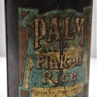 c1910 Palm Flaked Rice tin - Cresco Melbourne - Sold for $50 - 2018