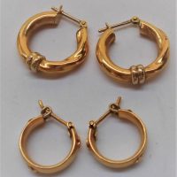 2 x pair 18ct ygold hoop earrings - TW 47 grms - Sold for $180 - 2018