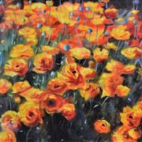 Large Gilt Framed JUDY FORD Oil Painting - FLOWERS - Signed lower right - 44x57cm - Sold for $106 - 2018