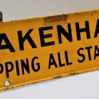 1960s Yellow and black Train sign  - Pakenham stopping all Stations - Sold for $161 - 2018