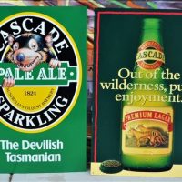 2 x Metal Cascade beer advertising signs - Out of the Wilderness pure enjoyment and The Devilish Tasmanian - Sold for $62 - 2018