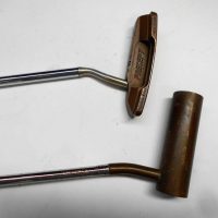 2 x Vintage golf putters - Kirk Currie Precept USA and bronze pipe headed club - Sold for $37 - 2018