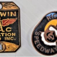2 x pieces - Vintage Enamelled RICHMOND SPEEDWAY (Tasmania) Badge - marked Australian Engravers Adelaide verso, no pin + DARWIN Aviation Club medallio - Sold for $31 - 2018
