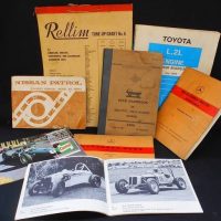 Group lot assorted vintage motoring ephemera incl Castrol European Grand Prix, Rellim Tune-up Chart, Mercedes 220S manuals, 1966 Military trucks user  - Sold for $62 - 2018