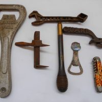 Group of Tools incl pocket knives, Planet JR spanner, Guard can opener - Sold for $37 - 2018