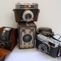 Group of vintage 35 mm film cameras including Zeiss Contina LK, Ensign Ful Vue etc - Sold for $87 - 2018