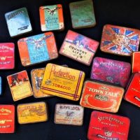 Small box  of Australian Tobacco tins including Perfection, Country life, Golden eagle, Edgeworth - Sold for $43 - 2018