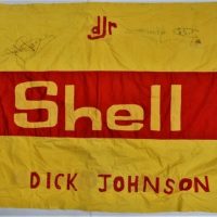 Vintage Shell  Touring car Dick Johnson flag signed by Dick Johnson and John Bowe - Sold for $62 - 2018