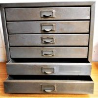 Vintage grey metal 6 drawer filing unit - Sold for $87 - 2018