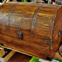 Vintage style barrel top wooden chest - Sold for $56 - 2018