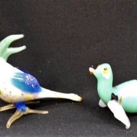 2 x Vintage Italian art glass animals  - Seal and Cockatoo - Sold for $43 - 2018
