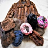 Box lot - Vintage Ladies FUR Clothing & Access - Coat, Shawls, hats, etc - Sold for $37 - 2018