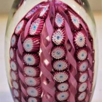 Fratelli Toso Murano Art Glass Millefiori pink Latticinio Crown egg Paperweight - Sold for $68 - 2018