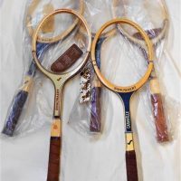 Group of vintage unused Snauwaert wooden tennis racquets Caravelle and fibre wood flex - Sold for $56 - 2018