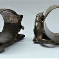 Pair of c1900 Silverplated figural Cat napkin rings by Reed and Barton - Sold for $43 - 2018