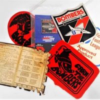 Small group lot VFL  AFL Essendon Bombers Football Club ephemera incl1939 Membership book, Sew-On patches, etc - Sold for $50 - 2018
