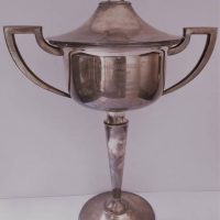 Vintage 1927 Silverplate Wendouree Cup Trophy with Greyhound finial - Sold for $211 - 2018