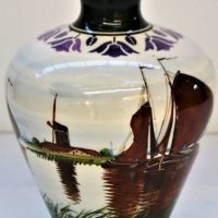 Vintage DUTCH Ceramic Vase - lovely shape w Traditional HPainted Dutch Canal, Boat & Windmill scene in Colours - marked to base, possibly ZUID - Sold for $75 - 2018