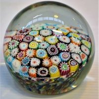 Vintage Murano Millefiori Paperweight - Colourful design-  70mm - Sold for $37 - 2018