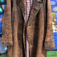 Vintage full length gents brown wash leather trench jacket, size med-lge - Sold for $81 - 2018