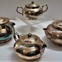 4 piece Robur EPNS tea service incl, tea-pot with infuser, hot water pot , creamer and sugar bowl - Sold for $50 - 2018