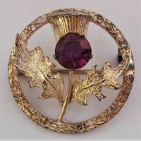 Scottish Sterling silver Crown brooch by Ward Brothers Birmingham  inset with amethyst - Sold for $62 - 2018