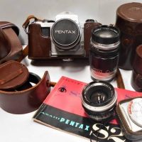 Vintage Pentax A2 camera with three Lenses Asahi Takamur 135mm  135, 35mm 14 and 55mm 12 instructions and  accessories - Sold for $87 - 2018