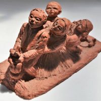 1968 Terracotta sculpture - Maria Grodnitzka - 'Harvesting the Carrots' approx255cm long - Sold for $37 - 2018