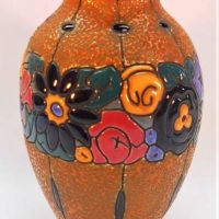 Art Nouveau Czech  Amphora vase with floral decoration - 21cm tall - Sold for $50 - 2018
