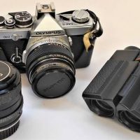 Group lot -  Olympus 35mm OM2 Camera with 50mm lens, Pentax 8x24 Binoculars - Sold for $35 - 2018