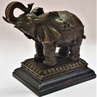 Reproduction bronze statue 'Elephant' on marble base - approx 25cm long - Sold for $255 - 2018