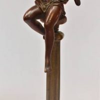 Unusual Victorian style bronze nude seated utop classical brass column - no marks sigted, approx 35cm - Sold for $81 - 2018