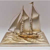 Vintage Silver Sailing ship model on silver plated base Boat Marked Silver - Sold for $62 - 2018