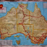 2 x items 1971 Mini K poster  with Shell Map marked with a Route of a Trip around Australia - Sold for $35 - 2018