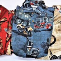 3 x AS NEW Mens Vintage style Summer SHIRTS - all Hipster label, Fab 70's style MOTORBIKE & Landscape designs - Choppers, Harleys, etc - MediumLarge s - Sold for $47 - 2018