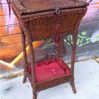 Free standing Victorian wicker sewing basket - Sold for $31 - 2018