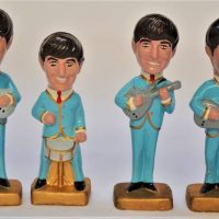 Set of 4 x hand painted plaster moulded Beatles Figurines - Sold for $43 - 2018