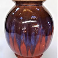 1930s Melrose purple and pink drip glaze Australian pottery vase - marked to base Melrose Australian ware - 22cm H - Sold for $161 - 2019