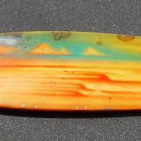 1970s Warren Partington 6'2  double flyer pintail surfboard with sunset design - Sold for $522 - 2019